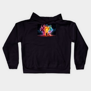 Colorful Lightbulb with Ribbons of Smoke - Creativity Kids Hoodie